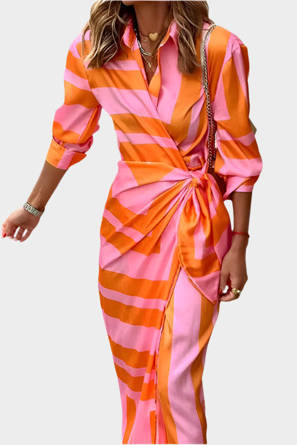 Midi Dress with Striped Design