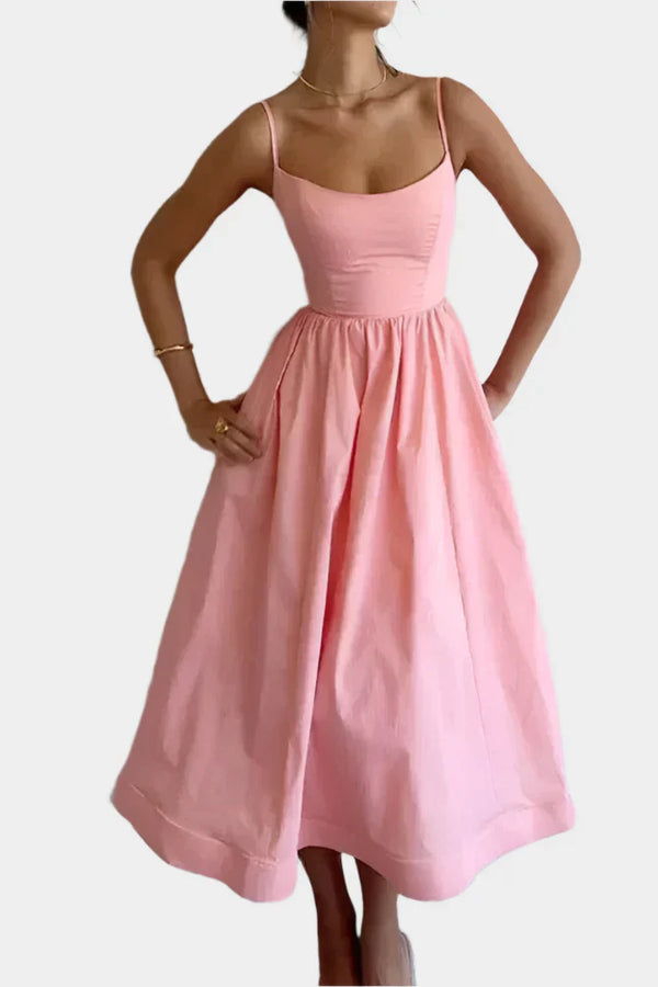 Dress with Wide and Soft Satin Line
