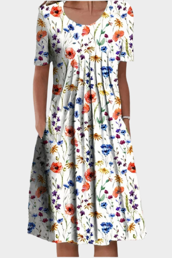 Summer Dress with Floral Stitching