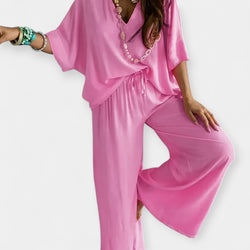 Airy Set with Wide Pants and Loose Blouse