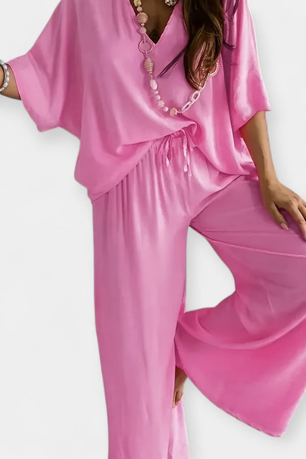 Airy Set with Wide Pants and Loose Blouse