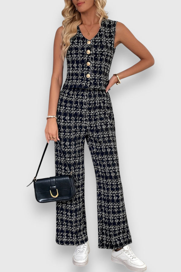 Two-Piece Set with V-Neck and Matching Pants
