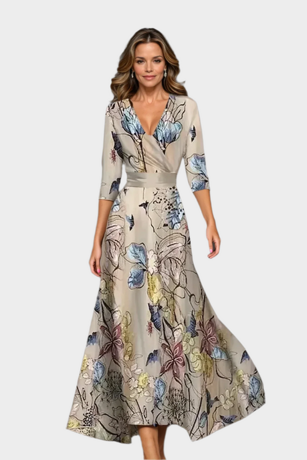 Midi Dress with High Waist and Relaxed Fit