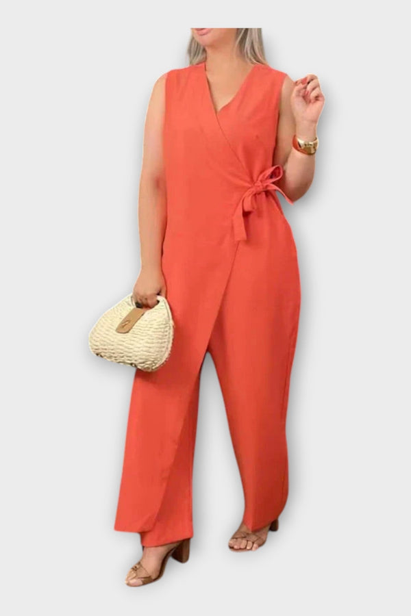 Full-Length Jumpsuit with Waist Tie