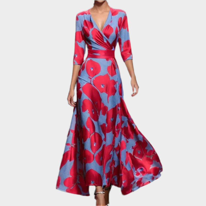 Midi Dress with High Waist and Relaxed Fit